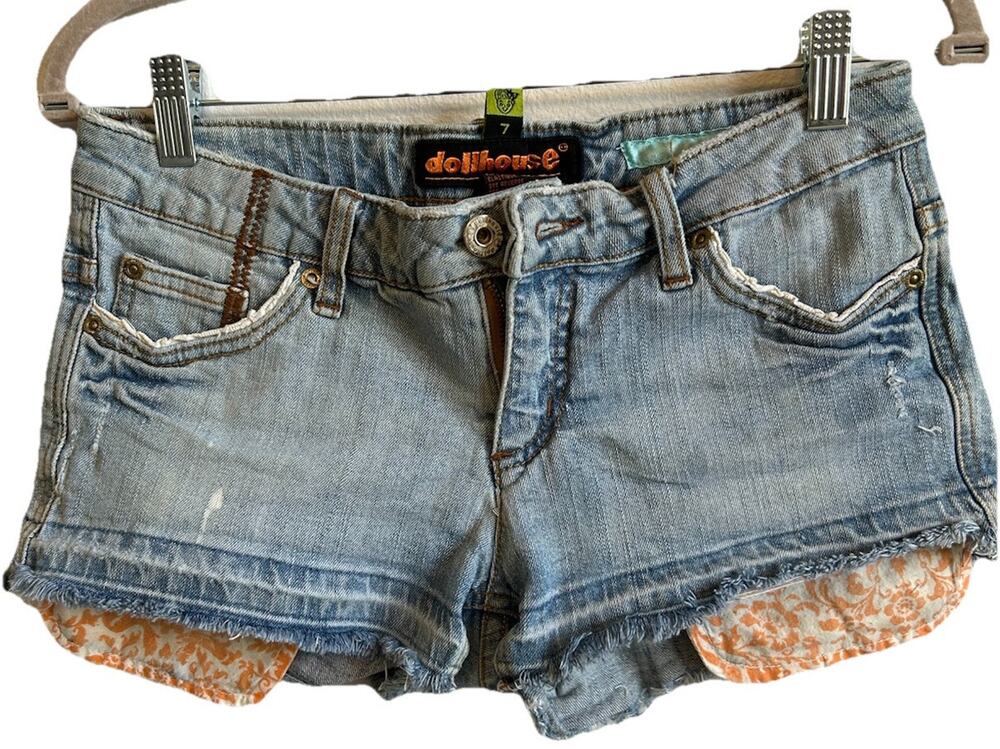 Y2K Jean Shorts Dollhouse Sexy Women’s Western Cowgirl BOHO Prairie RARE SZ 7